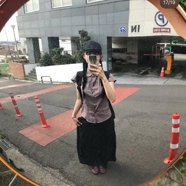 [BUNJANG] Uvani Vintage Pattern Shirt Check Purple / 유바니 빈티지 패턴 셔츠 체크 퍼플 너의빈 사토미라디오 모브앤로지
