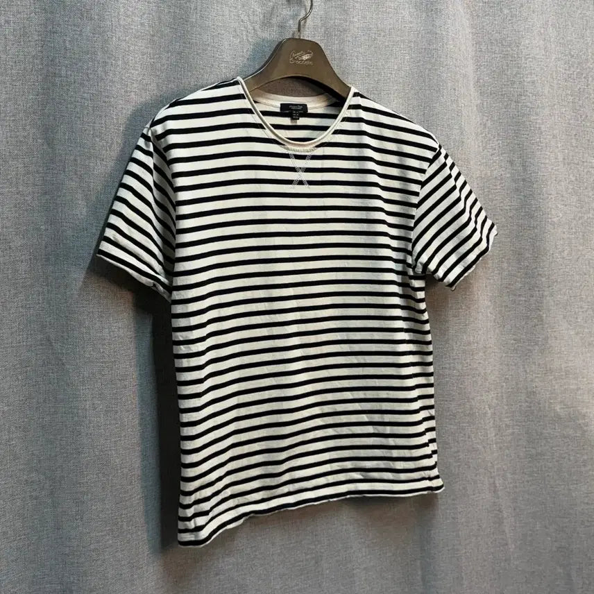 [BUNJANG] Massimo Dutti Striped Cotton Short Sleeve T-Shirt Size 66 / [66] 마시모두띠 스트라이프 코튼 면 반팔 티셔츠