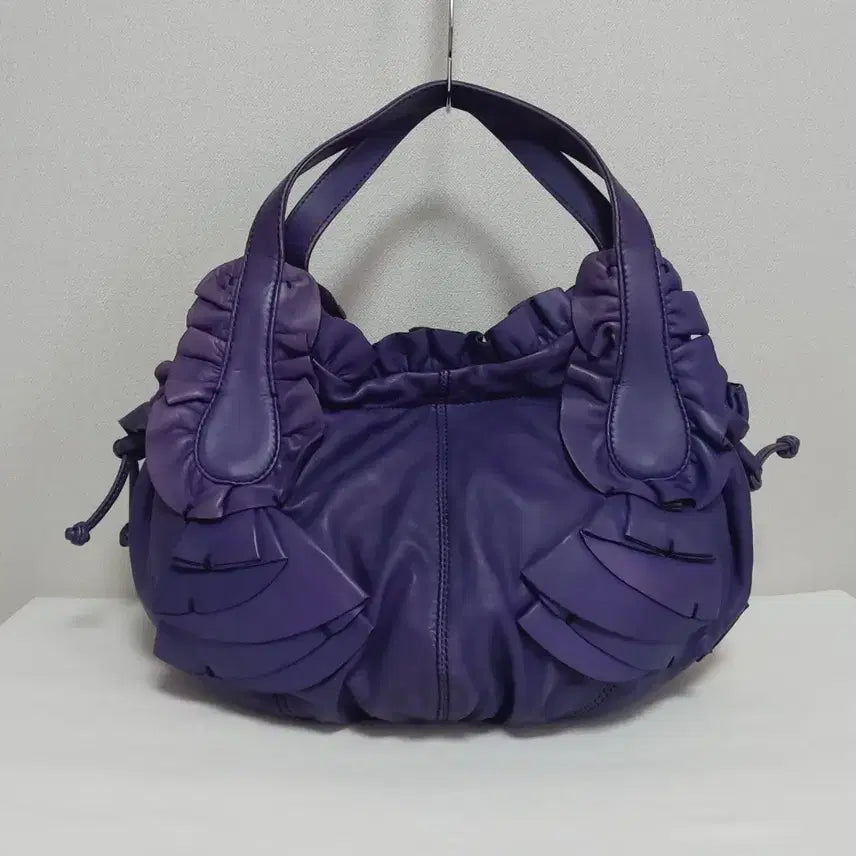 [BUNJANG] Valentino Purple Leather Ruffle Edie Hobo Bag Shoulder Bag / 발렌티노 가라바니 퍼플 레더 러플 이딜 호보백 숄더백