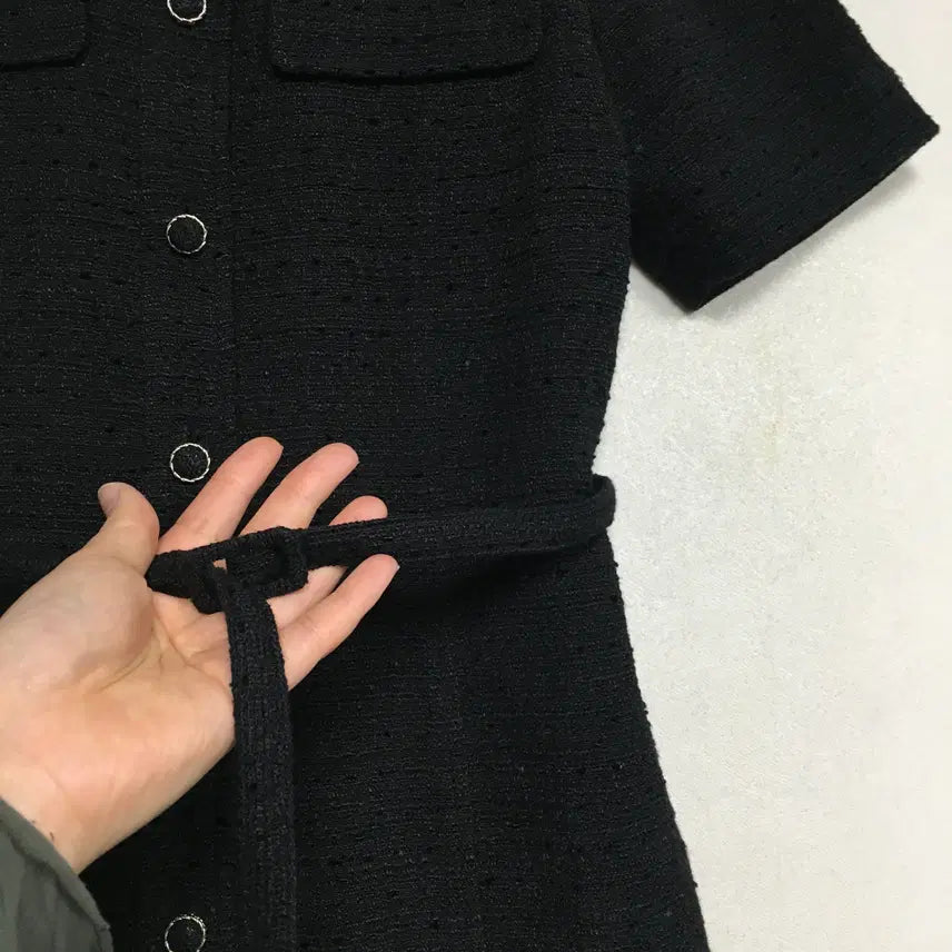 [BUNJANG] Frontrow Belted Tweed Dress (Size S) / 프론트로우 벨티드 트위드 원피스 S