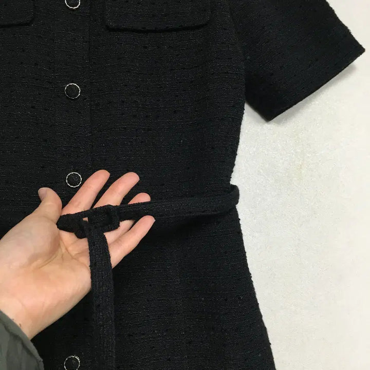 [BUNJANG] Frontrow Belted Tweed Dress (Size S) / 프론트로우 벨티드 트위드 원피스 S