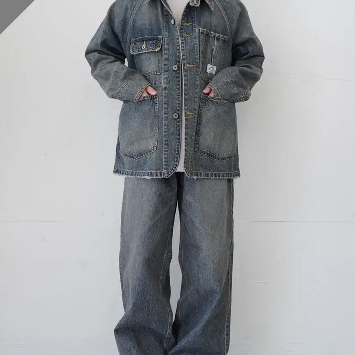 [BUNJANG] DAIRIKU Denim Coverall Jacket M / 다이리쿠 데님 커버올 자켓 M DAIRIKU