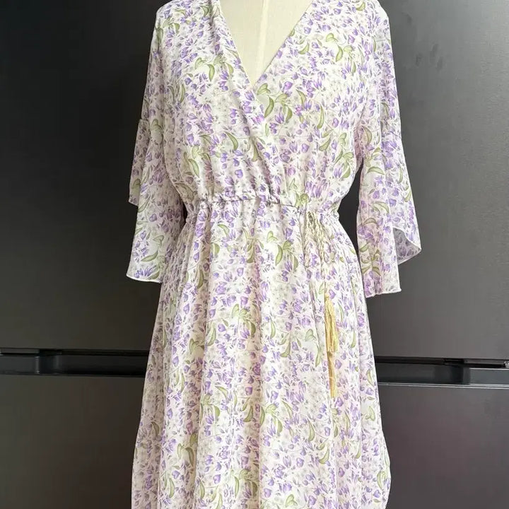 [BUNJANG] Soup Floral Pattern Midi Dress - Purple / Soup 원피스 퍼플-미사용