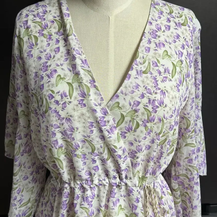 [BUNJANG] Soup Floral Pattern Midi Dress - Purple / Soup 원피스 퍼플-미사용