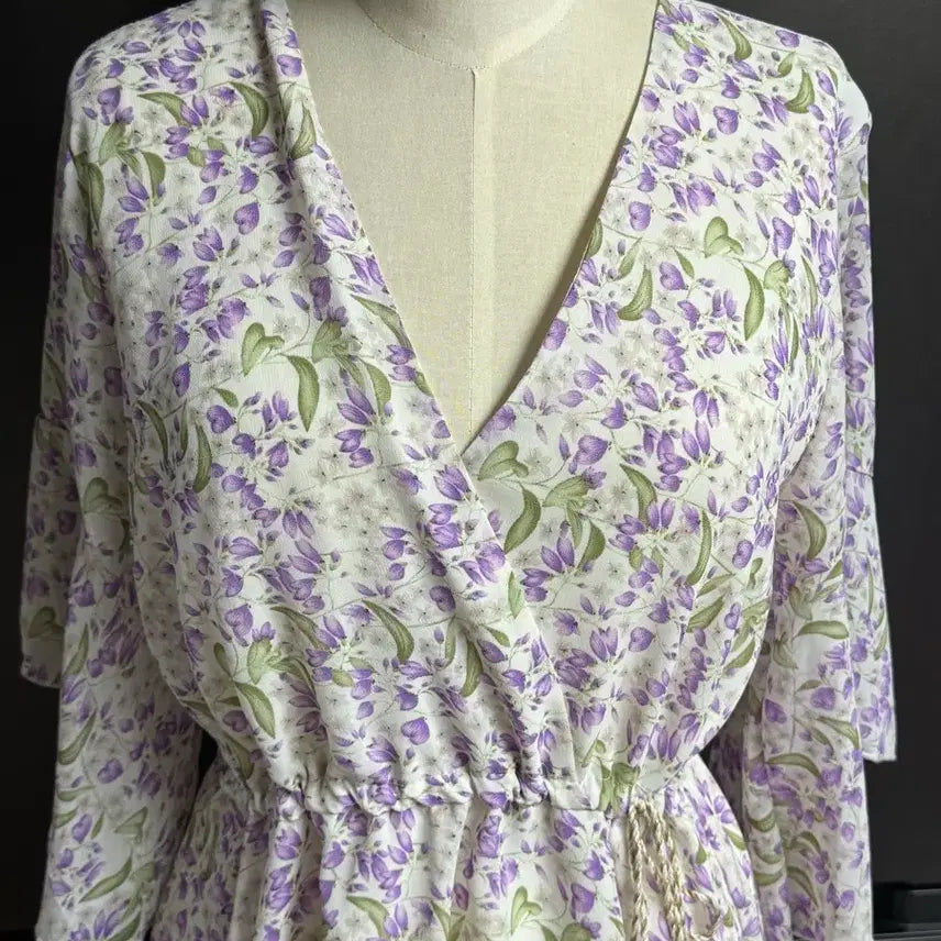 [BUNJANG] Soup Floral Pattern Midi Dress - Purple / Soup 원피스 퍼플-미사용