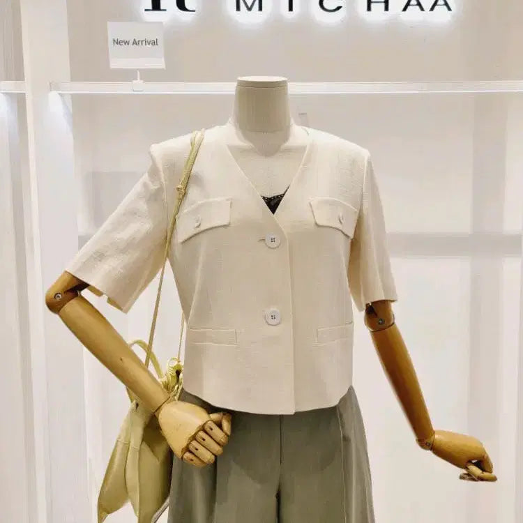 [BUNJANG] It MICHAA Linen Short Sleeve Jacket Ivory Size 55 / 잇미샤 린넨 슬리브 반팔 자켓 55