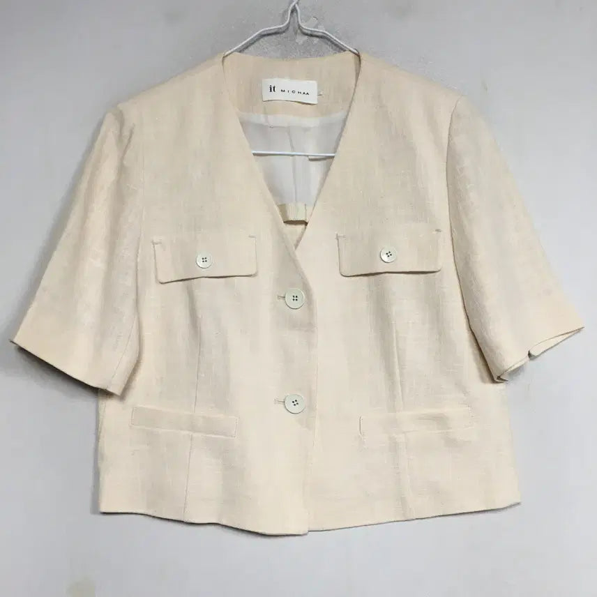 [BUNJANG] It MICHAA Linen Short Sleeve Jacket Ivory Size 55 / 잇미샤 린넨 슬리브 반팔 자켓 55