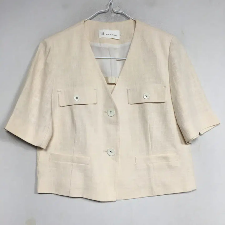 [BUNJANG] It MICHAA Linen Short Sleeve Jacket Ivory Size 55 / 잇미샤 린넨 슬리브 반팔 자켓 55