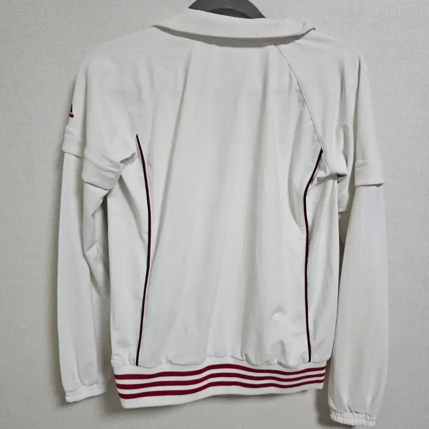[BUNJANG] Adidas White &amp; Wine Color Block Track Jacket (Model IC137) / [XS/85] 아디다스 화이트-와인 배색 트랙 자켓 (품번 N45697)