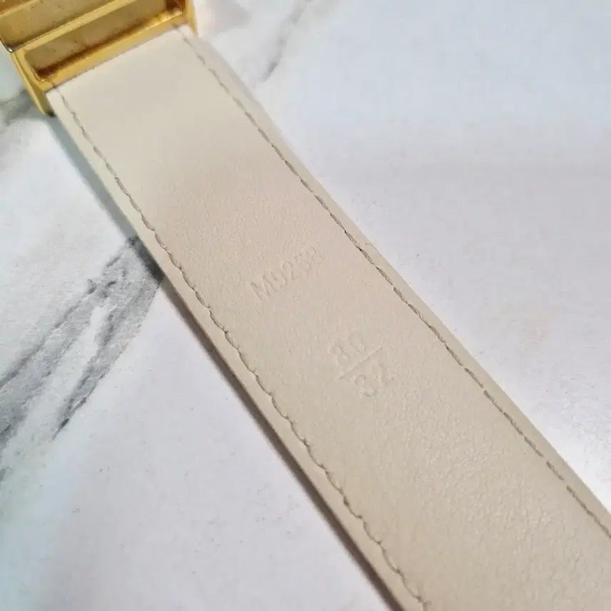 [BUNJANG] Louis Vuitton Damier Azur Gold Buckle Belt / (정품)루이비통 다미에 아주르 LV로고 금장 골드 벨트 허리띠 M9268