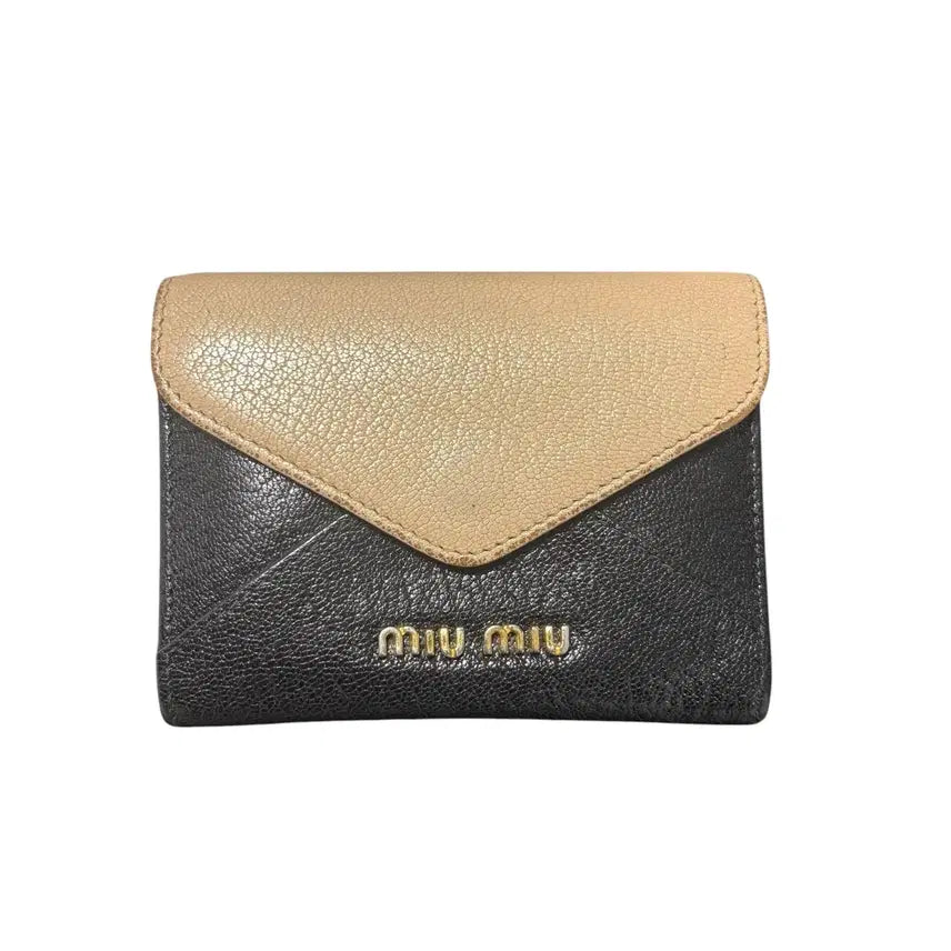 [BUNJANG] Miu Miu Card Holder Black &amp; Beige / [OS] 미우미우 카드지갑