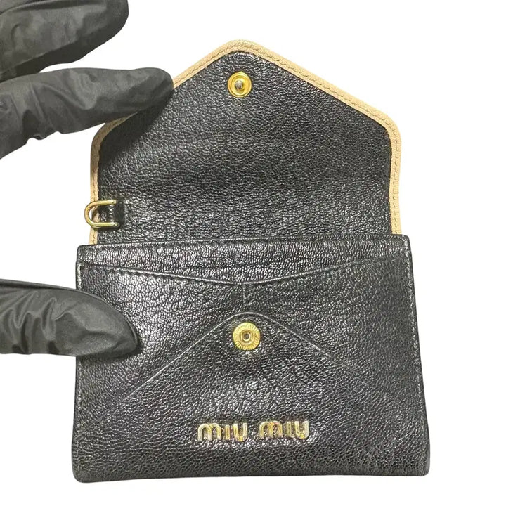 [BUNJANG] Miu Miu Card Holder Black &amp; Beige / [OS] 미우미우 카드지갑