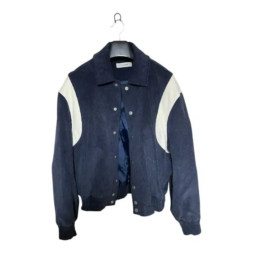 [BUNJANG] Rio Homme Corduroy Varsity Jacket Navy / 리우 옴므 코듀로이 바시티 자켓 네이비