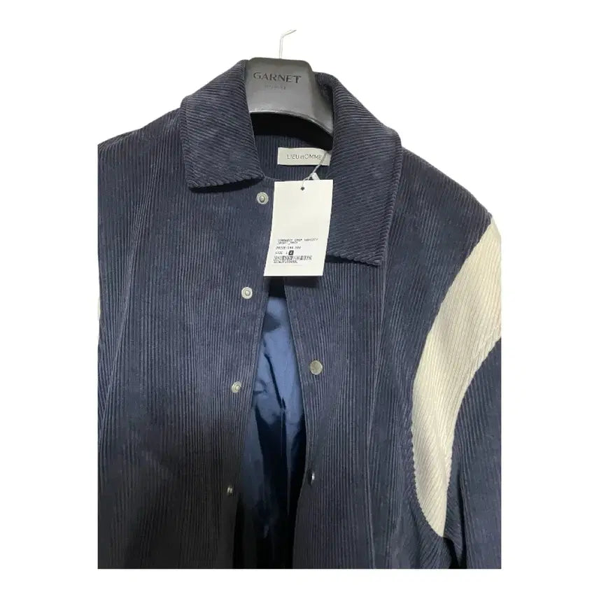 [BUNJANG] Rio Homme Corduroy Varsity Jacket Navy / 리우 옴므 코듀로이 바시티 자켓 네이비