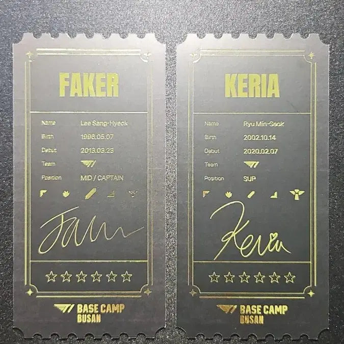 [BUNJANG] T1 Faker and Keria Photocard / T1 베이스캠프 티켓 페이커,케리아 포카
