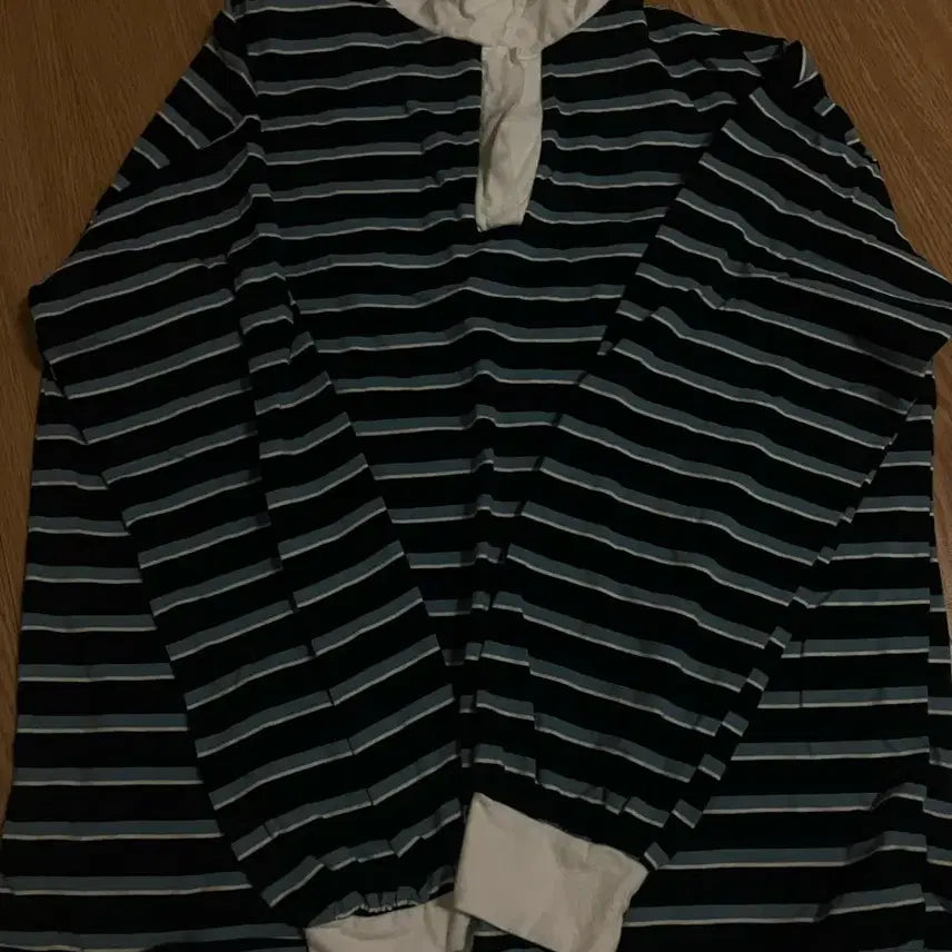 [BUNJANG] Striped Collar Rugby Shirt / 단가라 스트라이프 카라 럭비티 맨투맨
