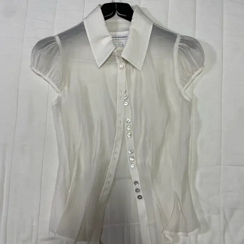 [SOLD OUT] 스컬프터 시어 블라우스 xs sheer pleated blouse