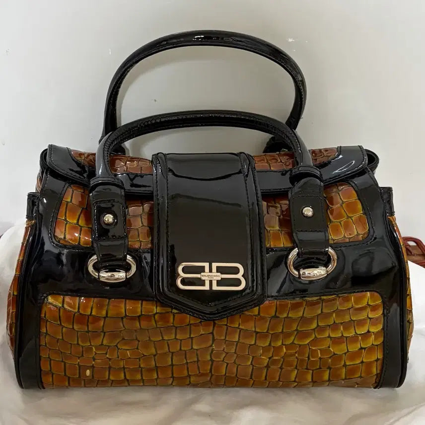 [BUNJANG] Balenciaga BB Logo Croc Embossed Top Handle Bag / 금강 발렌시아가 BB 로고 크로커 엠보 탑핸들백