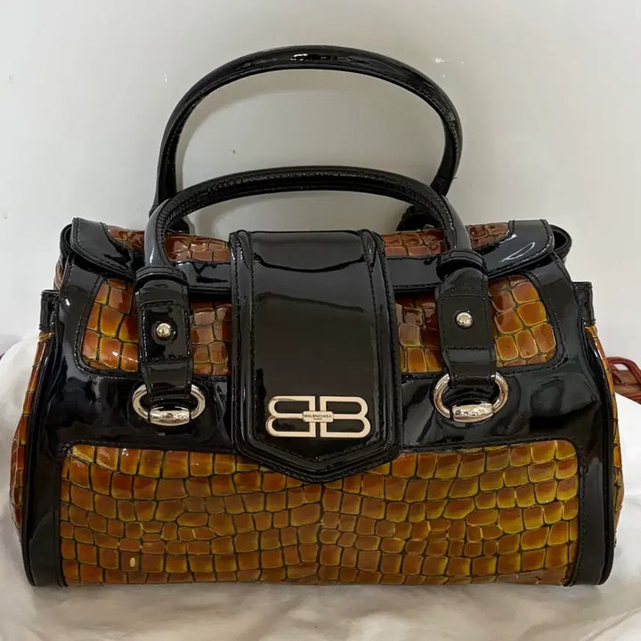 [BUNJANG] Balenciaga BB Logo Croc Embossed Top Handle Bag / 금강 발렌시아가 BB 로고 크로커 엠보 탑핸들백