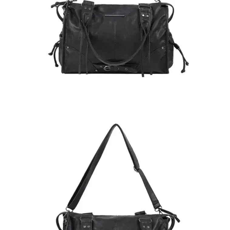[SOLD OUT] 팬시클럽 벨티드 워싱 레더백 블랙