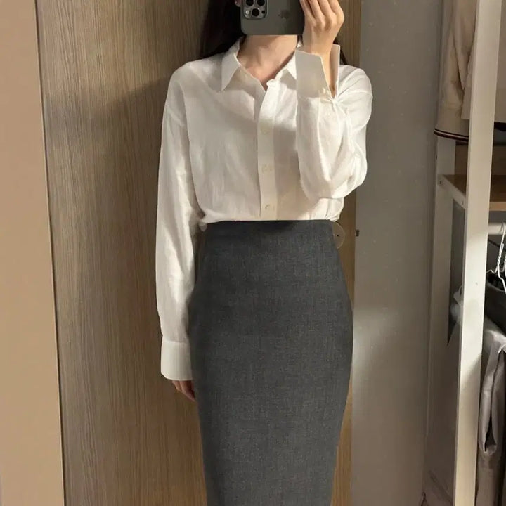 [BUNJANG] Sii Line High-Rise Charcoal Skirt (Size S) / 시에 라인 하이라이즈 스커트(s)