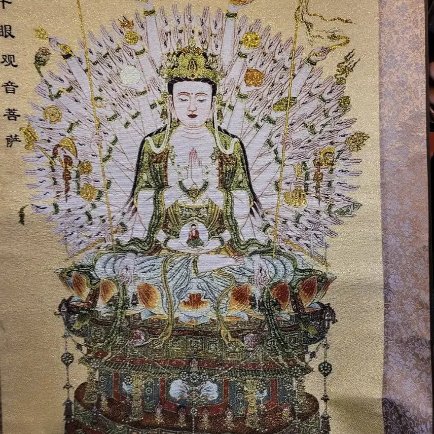 [BUNJANG] Gilt Thread Thousand-Armed Kuan Yin Scroll / 천수관음 보살 금실 족자