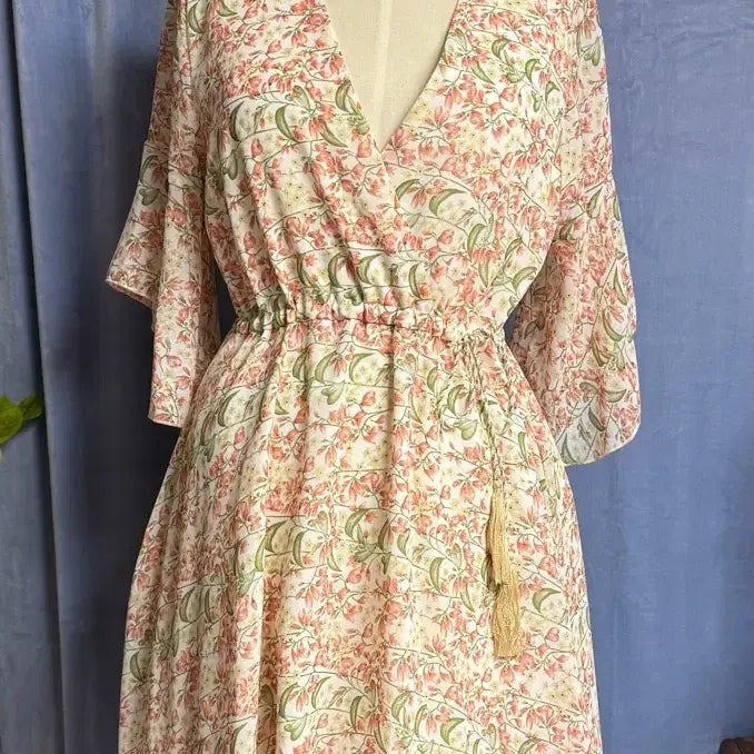 [BUNJANG] Soup Beige Floral Pattern Midi Dress / Soup 원피스 베이지-미사용