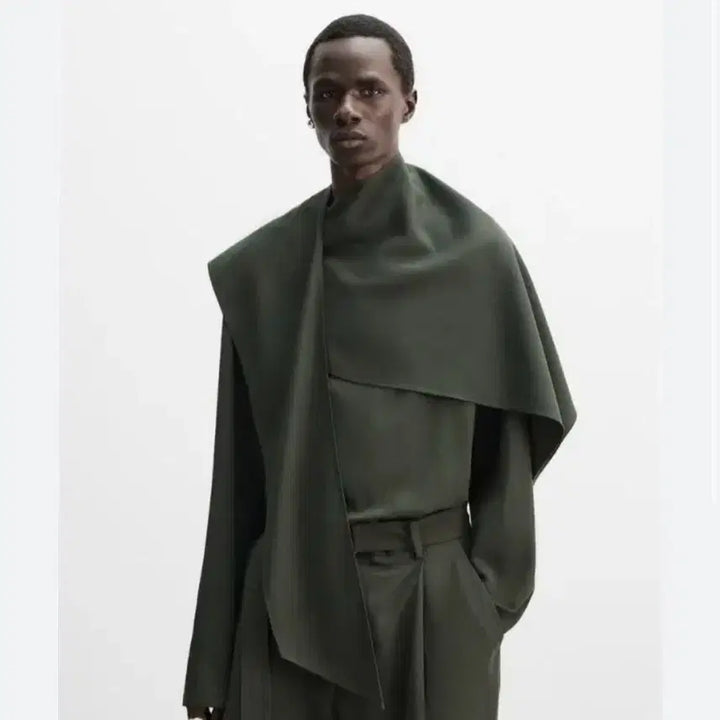 [BUNJANG] Zara Nanushka Pulled Scarf Shirt - Khaki Green XL / 자라 나누시카 풀라드 스카프 셔츠 카키그린 XL