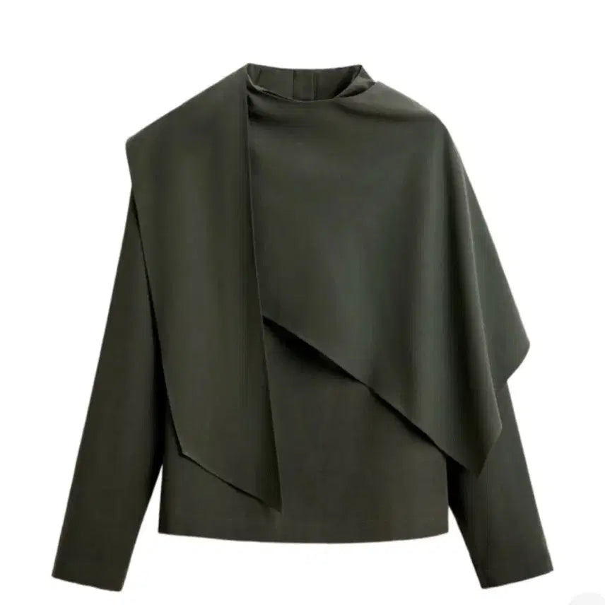[BUNJANG] Zara Nanushka Pulled Scarf Shirt - Khaki Green XL / 자라 나누시카 풀라드 스카프 셔츠 카키그린 XL