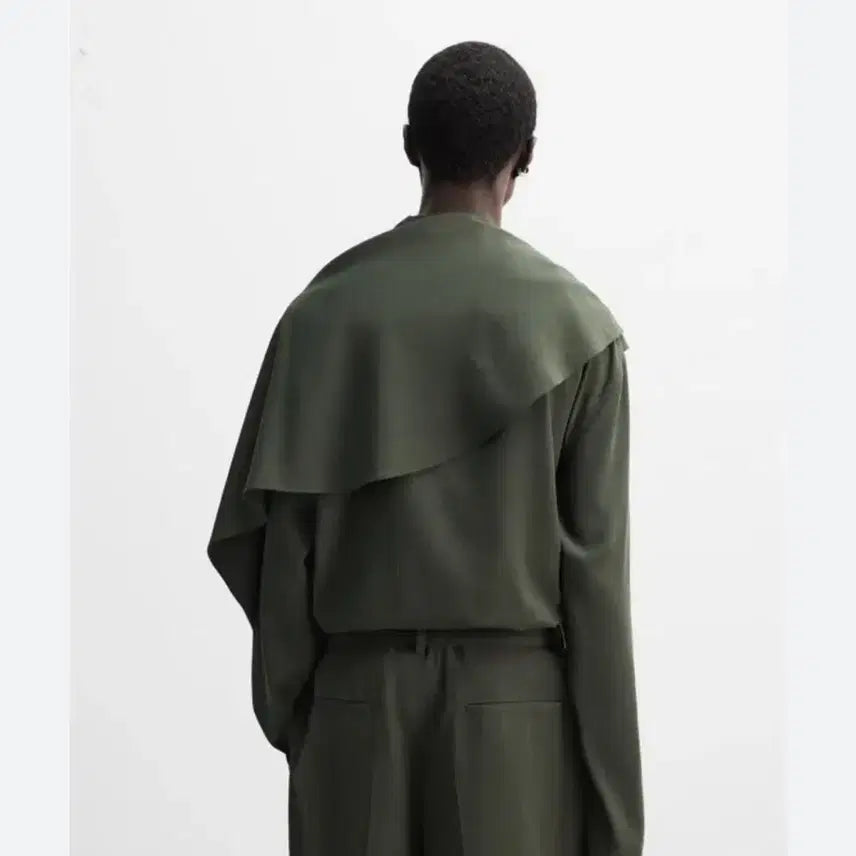 [BUNJANG] Zara Nanushka Pulled Scarf Shirt - Khaki Green XL / 자라 나누시카 풀라드 스카프 셔츠 카키그린 XL