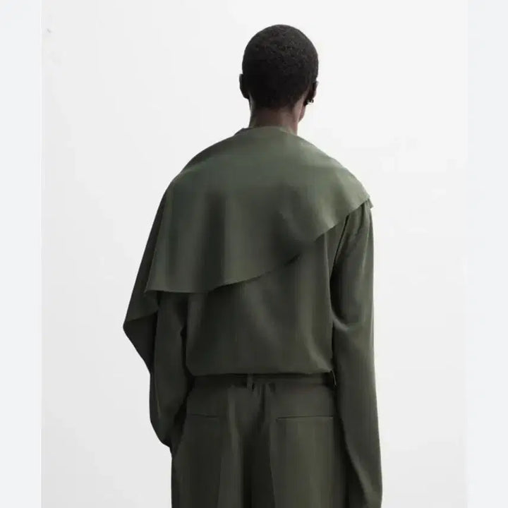 [BUNJANG] Zara Nanushka Pulled Scarf Shirt - Khaki Green XL / 자라 나누시카 풀라드 스카프 셔츠 카키그린 XL