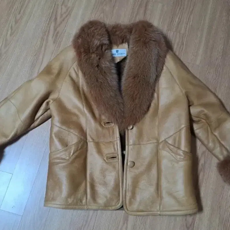 [BUNJANG] Fox Fur Sheepskin Leather Mustang Jacket Brown / 폭스퍼 양가죽 무스탕 자켓 브라운