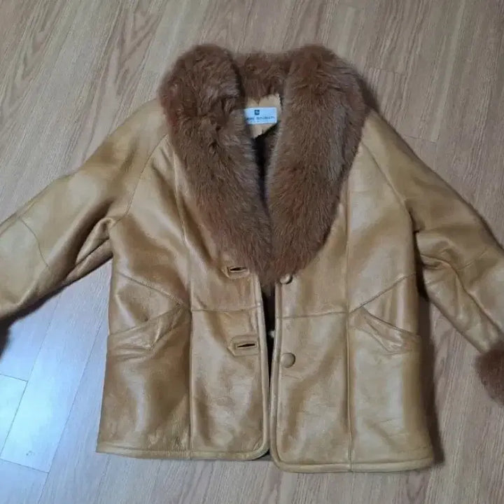 [BUNJANG] Fox Fur Sheepskin Leather Mustang Jacket Brown / 폭스퍼 양가죽 무스탕 자켓 브라운