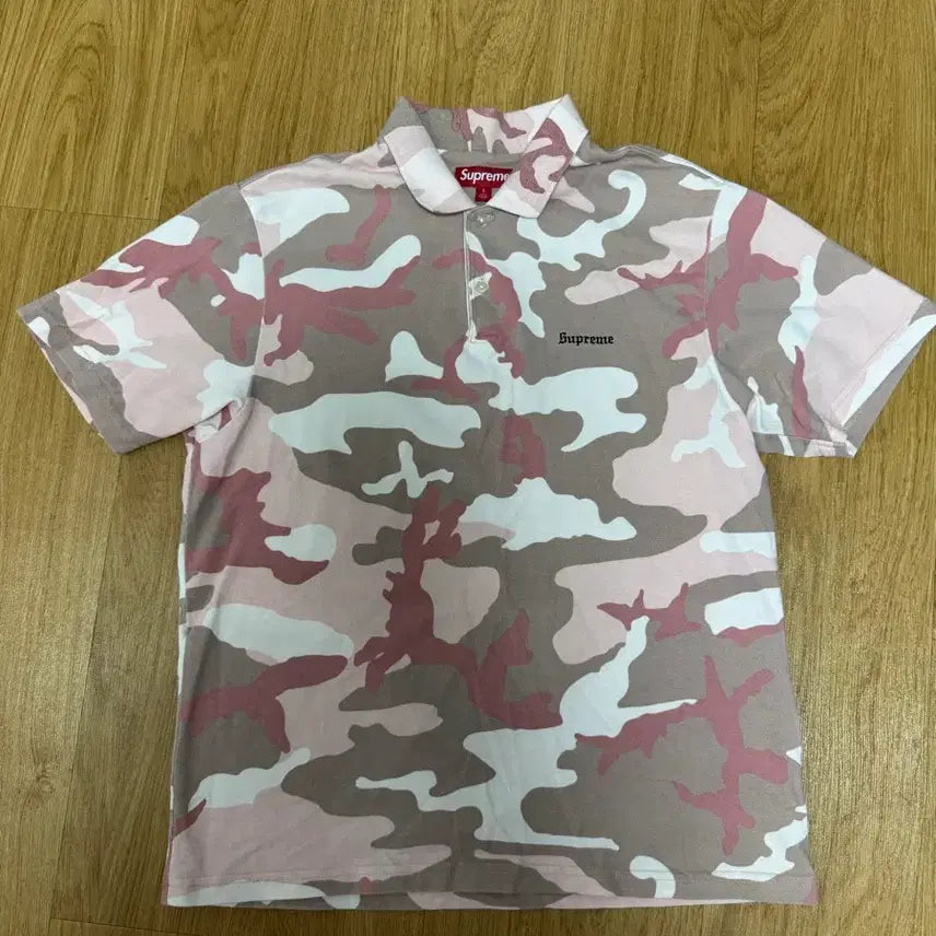 [BUNJANG] Supreme Washed Camo Logo Polo Shirt Pink Camo Size S / 슈프림 워시드 카모 폴로 핑크 카모 s 사이즈