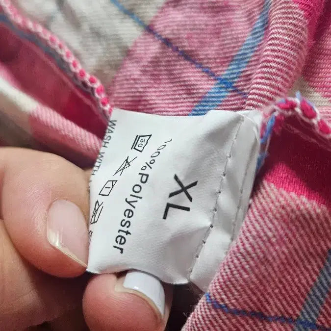 [BUNJANG] Pink Check Long Sleeve Shirt / 핑크 체크 셔츠 긴팔 남방 새상품