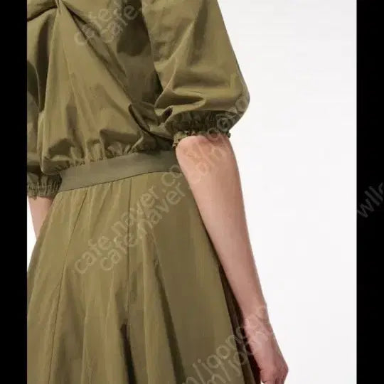 [BUNJANG] Time Twist Flare Dress - Khaki / 타임 트위스트 플레어 원피스 카키