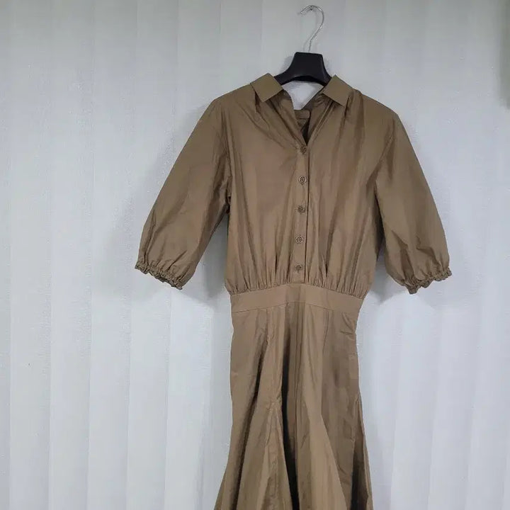 [BUNJANG] Time Twist Flare Dress - Khaki / 타임 트위스트 플레어 원피스 카키