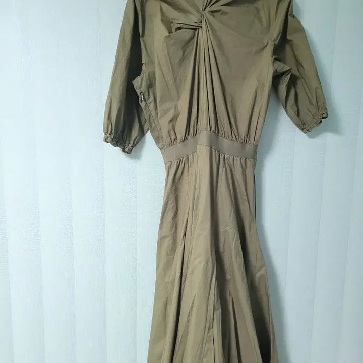 [BUNJANG] Time Twist Flare Dress - Khaki / 타임 트위스트 플레어 원피스 카키