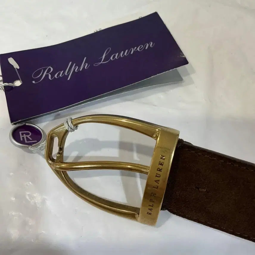 [BUNJANG] Polo Ralph Lauren Gold Buckle Suede Belt / (새제품) 폴로 랄프로렌 금장 스웨이드 벨트 브라운