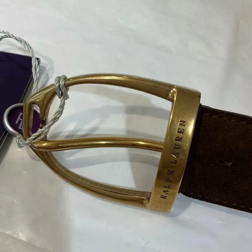 [BUNJANG] Polo Ralph Lauren Gold Buckle Suede Belt / (새제품) 폴로 랄프로렌 금장 스웨이드 벨트 브라운
