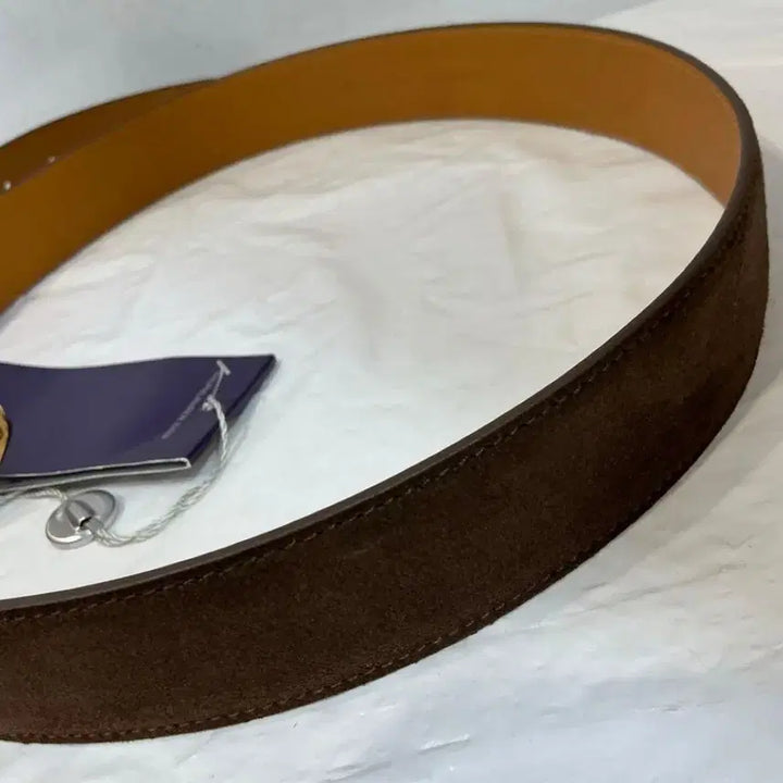 [BUNJANG] Polo Ralph Lauren Gold Buckle Suede Belt / (새제품) 폴로 랄프로렌 금장 스웨이드 벨트 브라운