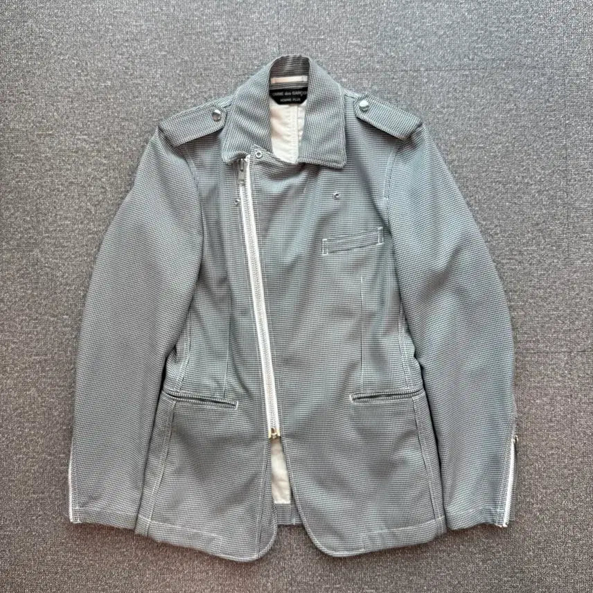 [BUNJANG] Comme Des Garcons Homme Plus Houndstooth Check Rider Jacket / 꼼데가르송 옴므 플러스 하운드투스 사선 체크 라이더자켓 S