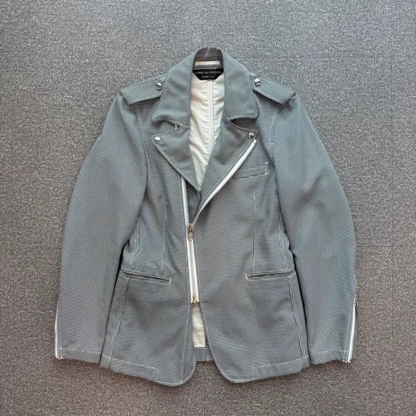 [BUNJANG] Comme Des Garcons Homme Plus Houndstooth Check Rider Jacket / 꼼데가르송 옴므 플러스 하운드투스 사선 체크 라이더자켓 S