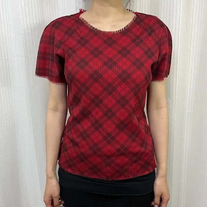 [BUNJANG] Issey Miyake Pleats Please A.POC Check Short Sleeve T-Shirt / 이세이미야케 플리츠플리즈 a.poc 체크 반팔 티셔츠