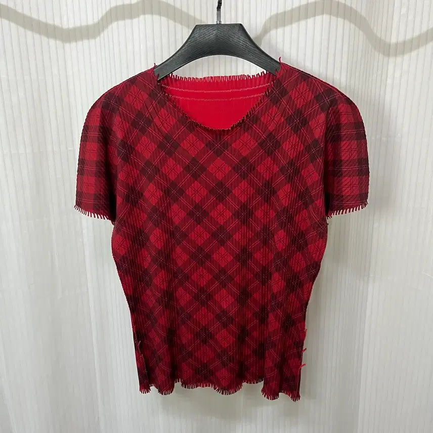 [BUNJANG] Issey Miyake Pleats Please A.POC Check Short Sleeve T-Shirt / 이세이미야케 플리츠플리즈 a.poc 체크 반팔 티셔츠