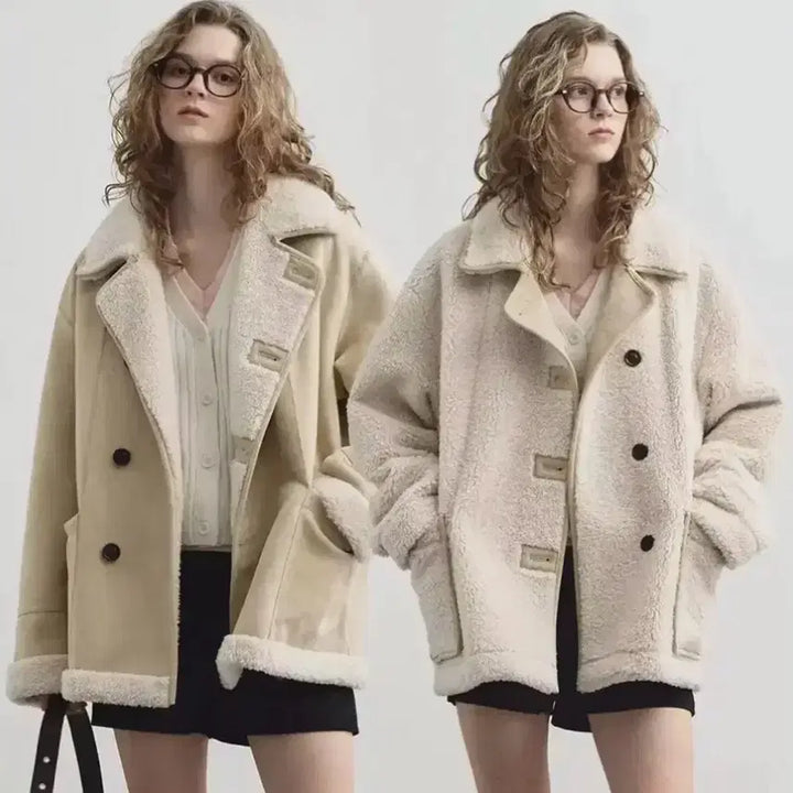 [BUNJANG] Reversible Mustang Jacket Beige / 몽돌 리버시블 무스탕 베이지