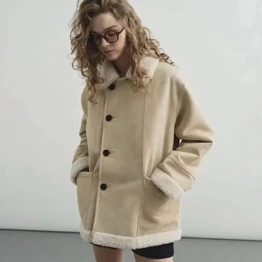 [BUNJANG] Reversible Mustang Jacket Beige / 몽돌 리버시블 무스탕 베이지