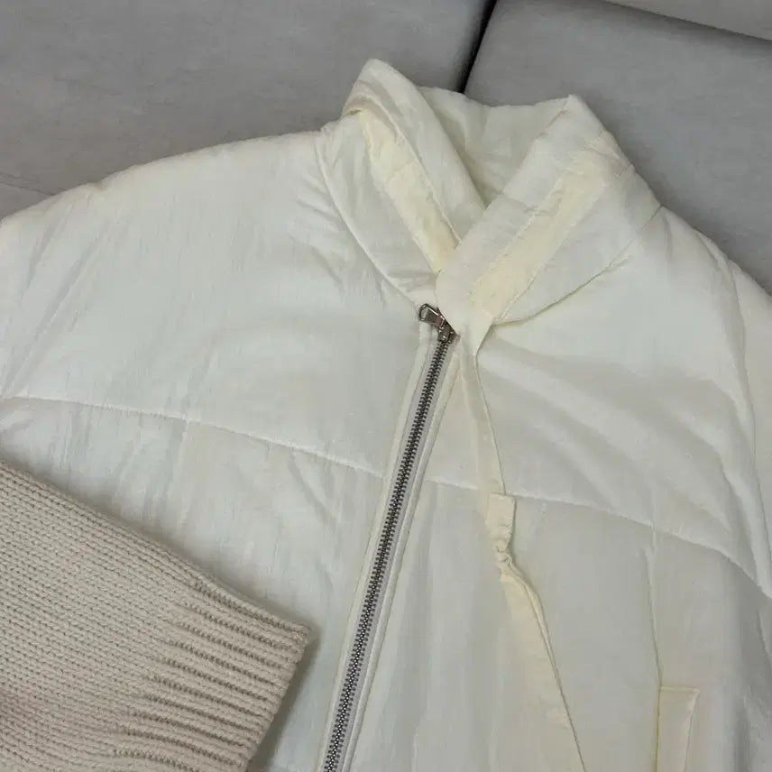 [BUNJANG] Ivory Knit Padded Jumper / 아이보리 니트 패딩 점퍼