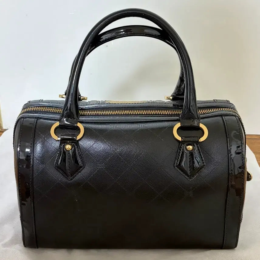 [BUNJANG] Balenciaga BB Logo Snake Embossed Leather Boston Bag / 금강 발렌시아가 BB 로고 뱀피 배색 보스턴백
