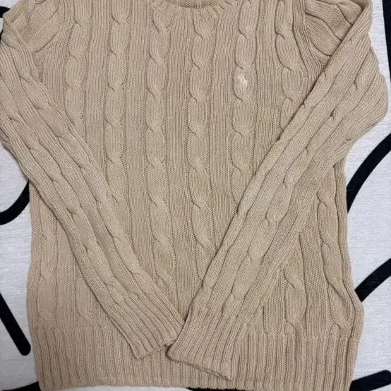 [BUNJANG] Polo Ralph Lauren Cable Knit Sweater Beige Size S / 폴로 랄프로렌 케이블 니트 베이지
